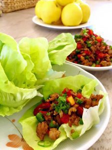 Chicken Lettuce Wrap with Green & Red Bell Peppers