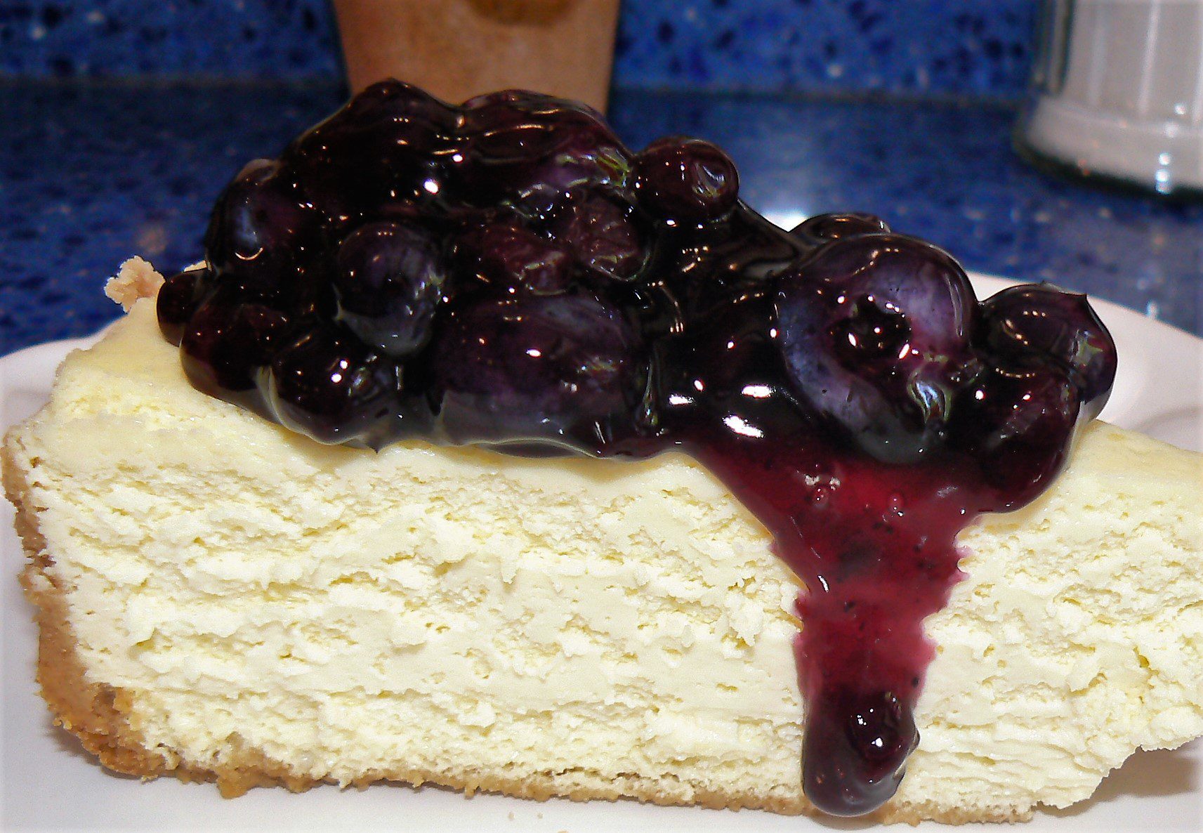 Blueberry topped cheesecake