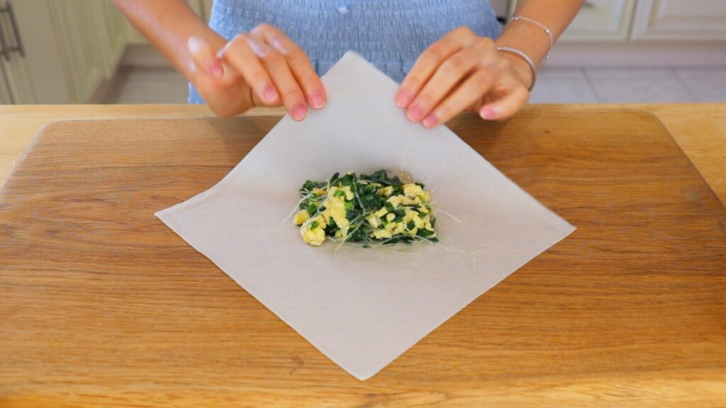 Chive Pocket with Spring Roll Wrappers 2