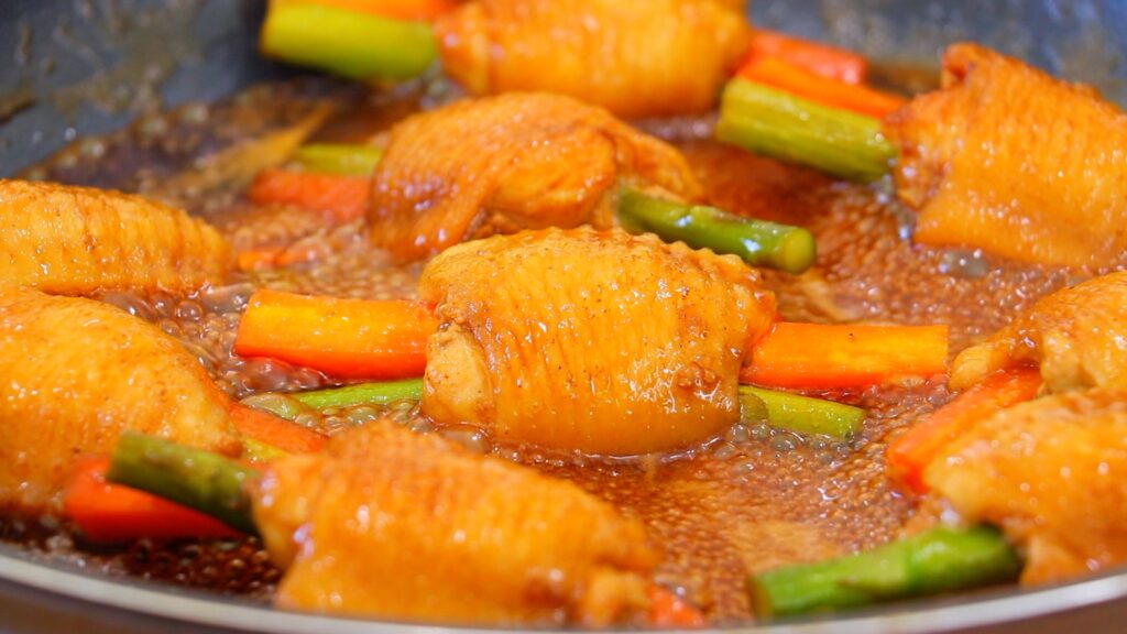 Teriyaki Stuffed Wing 3. Simmer