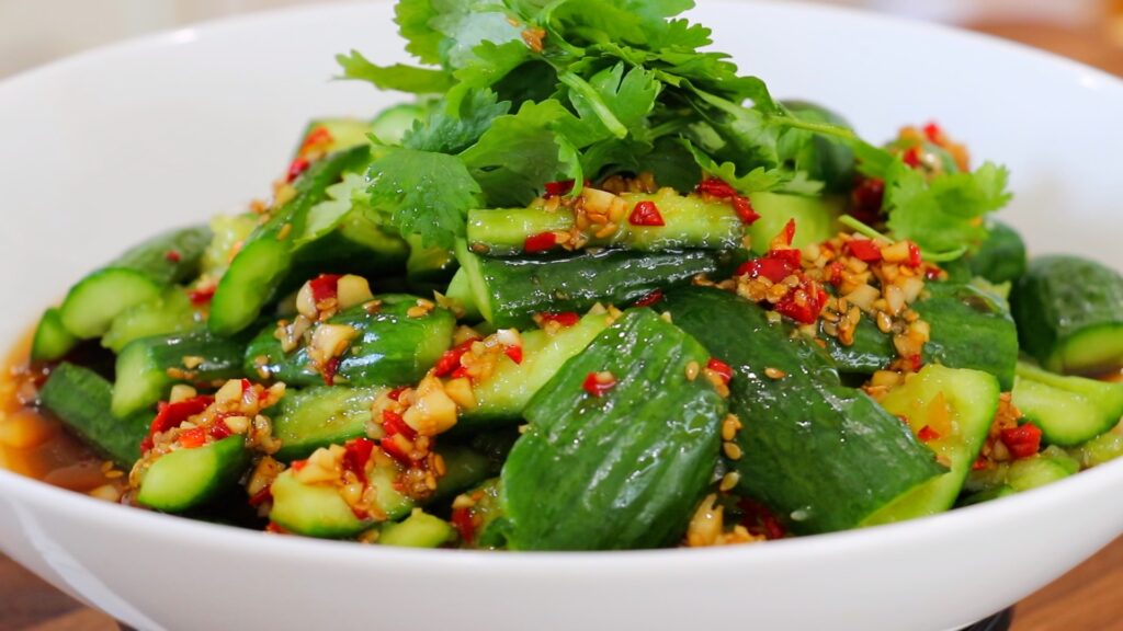 Smashed Cucumber Salad 5. Serve