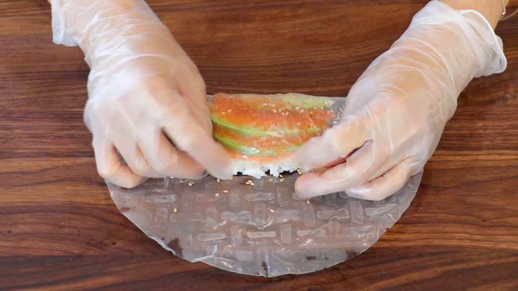Tuna Rice Paper Sushi Rolls 3. Wrap
