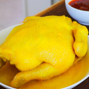 Steamed Whole Chicken with Chili Garlic Sauce