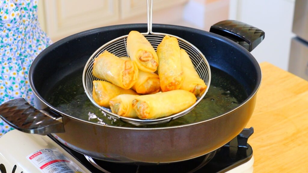 Chicken Spring Rolls 9. Fry