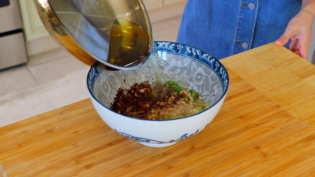 Steamed Whole Chicken with Chili Garlic Sauce 2. Make the Sauce