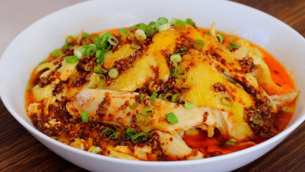 Steamed Whole Chicken with Chili Garlic Sauce 5. Serve with the Sauce