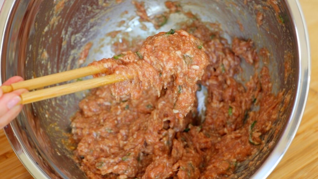 Pork and Shrimp Potstickers 3. Filling