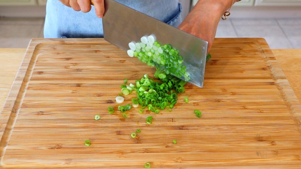 10-Min Seafood Egg Drop Soup 1. Scallions