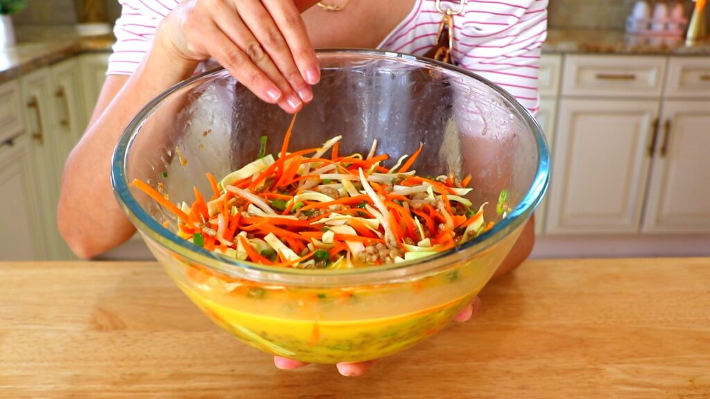 30-Min Pork Egg Foo Young 3. Mixture